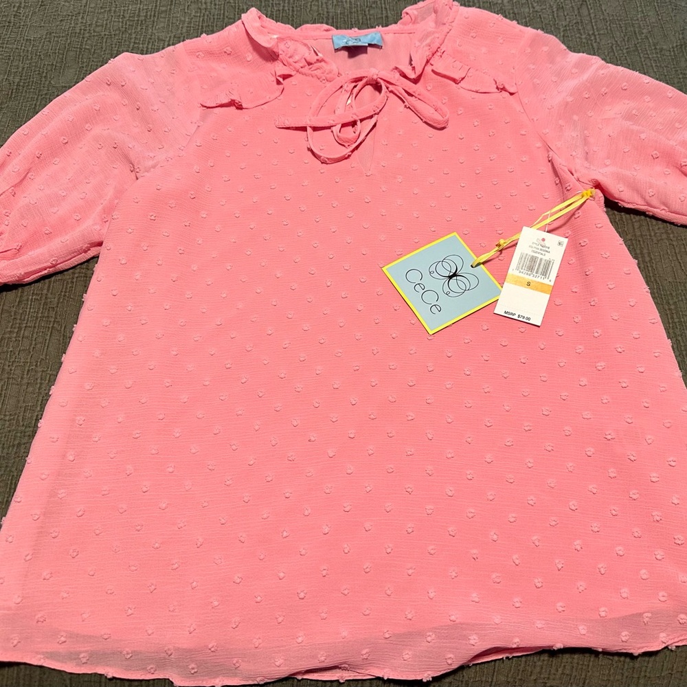 CeCe New NWT Blush Pink Textured Top Dillards